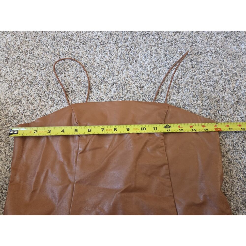 NWT Wild Fable Brown Leather Slip Mini Dress Spaghetti Strap Sz S - Picture 5 of 11